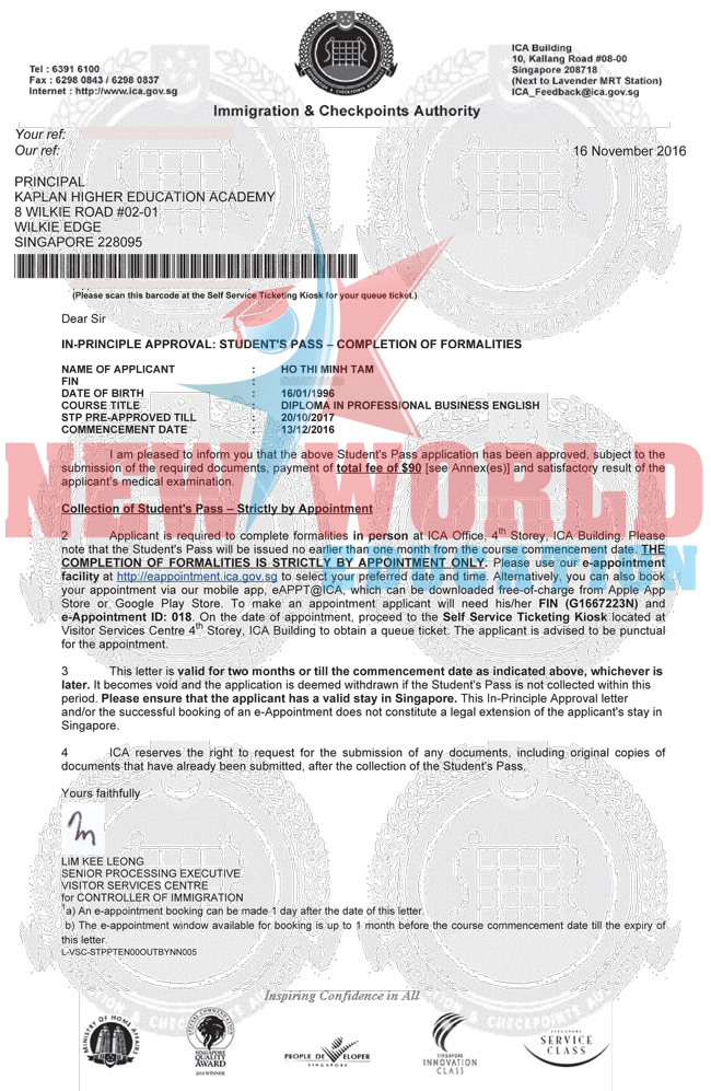 VISA DU HỌC SINGAPORE