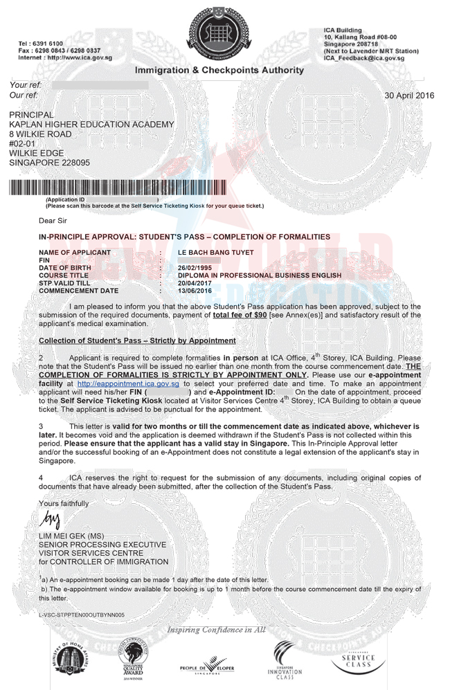VISA DU HOC SINGAPORE