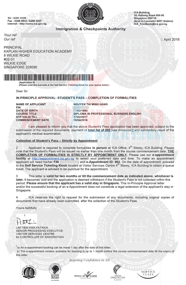 VISA DU HOC SINGAPORE