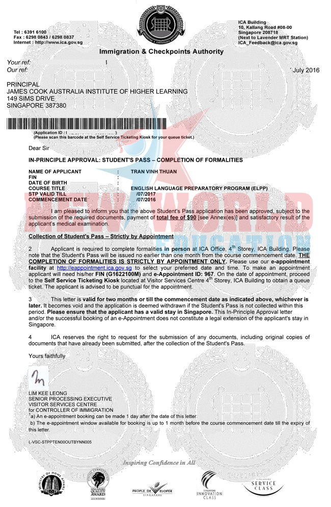 VISA DU HỌC SINGAPORE