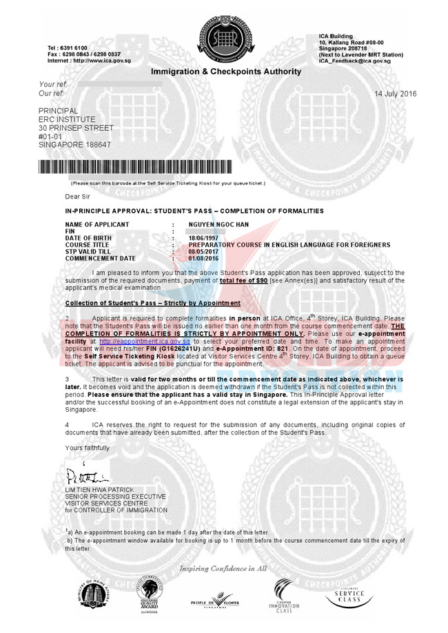 VISA DU HOC SINGAPORE