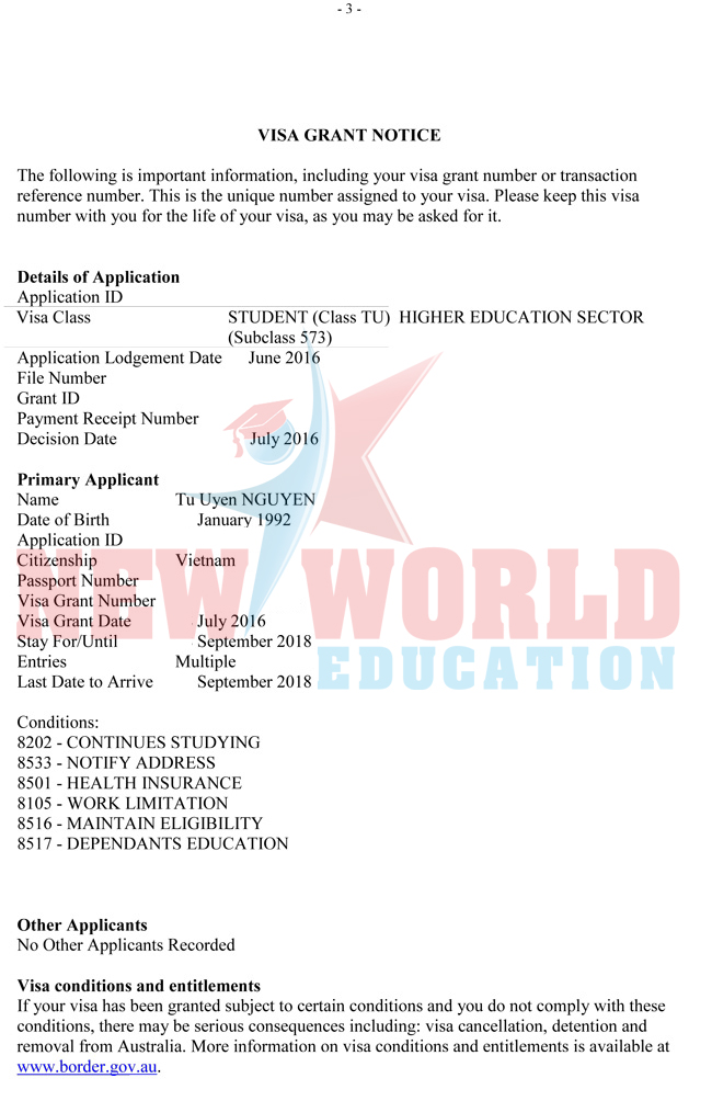 VISA DU HỌC ÚC