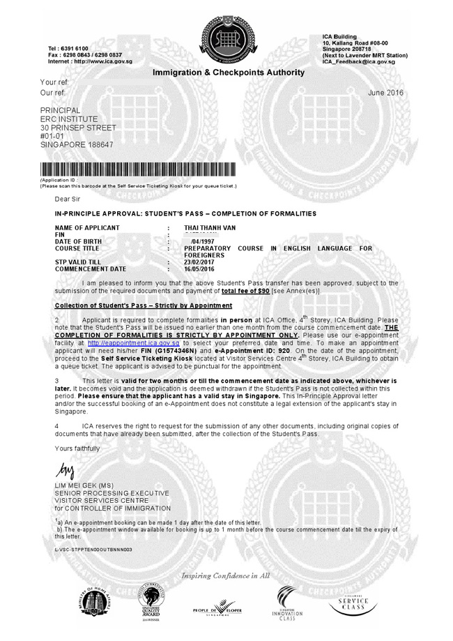 VISA DU HOC SINGAPORE