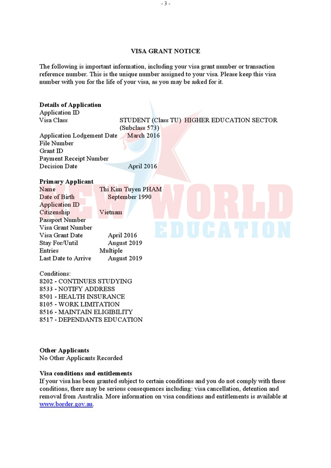 VISA DU HỌC ÚC