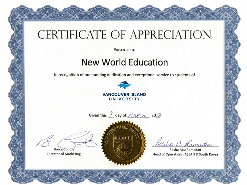 Oustanding Agent - Vancouver Island University - Canada
