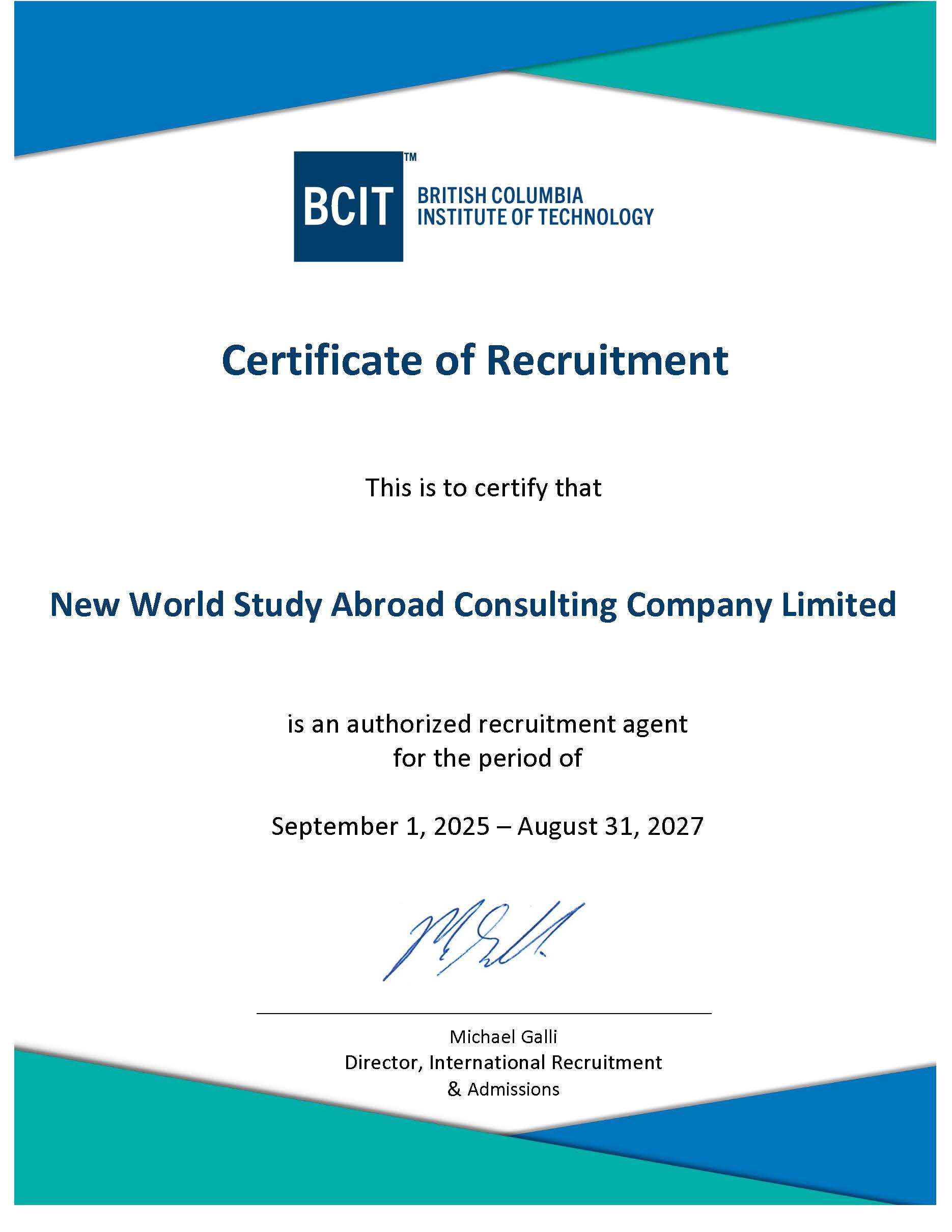 British Columbia Institute of Technology (BCIT) - Certificate 2025 - 2027