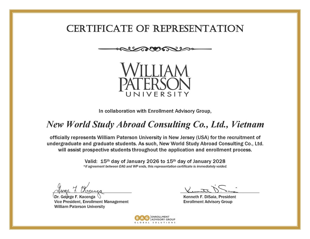 William Paterson University, New Jersey, Mỹ - Certificate 2026