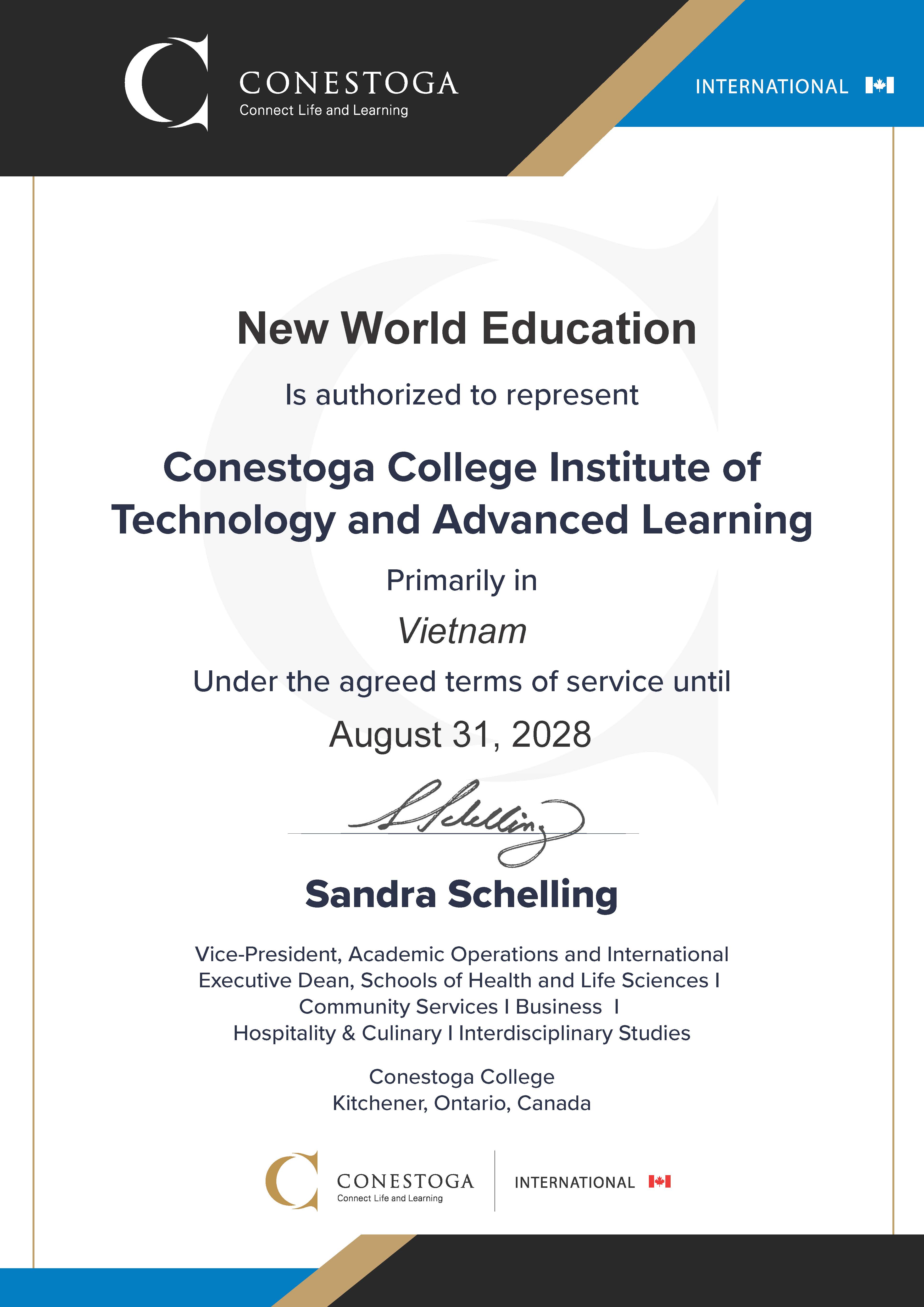 Conestoga College, Canada - Certificate 2026 2028